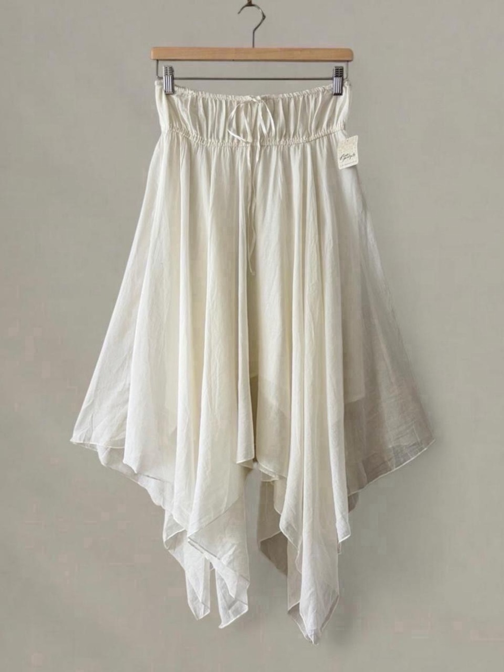 Free People Cream Asymmetrical Handkerchief Hem Midi Skirt